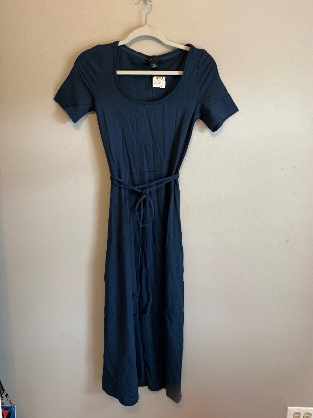 Club Monaco Scoop Neck Belted Midi Dress Blue Size S NWT